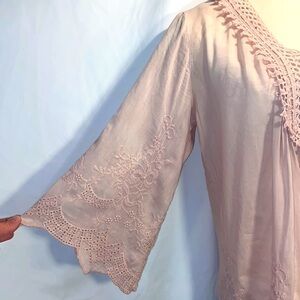 Aoyama Itchome blush pink embroidered boho tunic size M